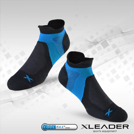 LEADER ST-02 X型繃帶 加厚耐磨避震短襪 機能除臭運動襪 男款 黑藍