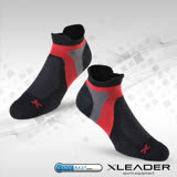 LEADER ST-02 X型繃帶 加厚耐磨避震短襪 機能除臭運動襪 男款 黑紅