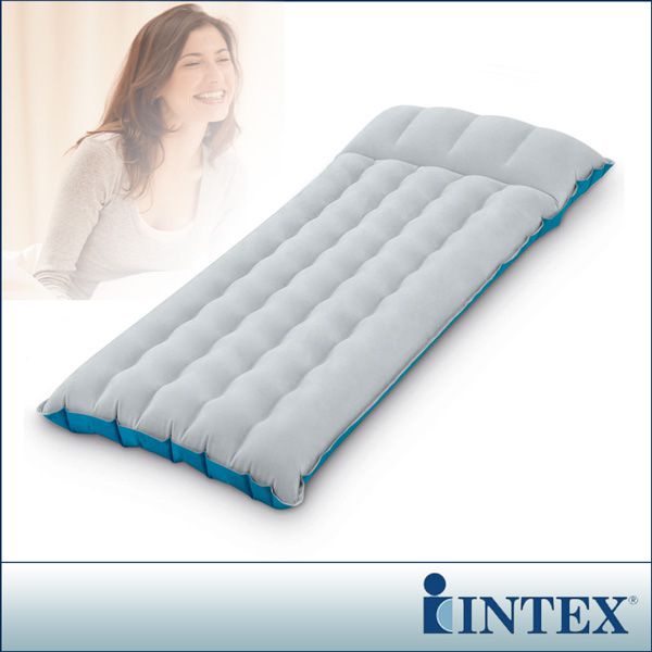 【INTEX】單人野營充氣床墊/露營睡墊-寬67cm(灰藍色)(67997)