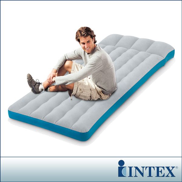 【INTEX】單人野營充氣床墊/露營睡墊-寬72cm(灰藍色)(67998)