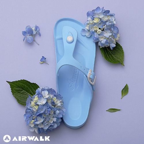 AIRWALK(女) -AB拖 EVA中性T字羅馬夾腳拖鞋-島嶼天堂藍