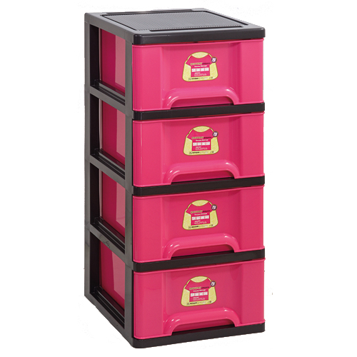 亮彩四層櫃-紅
