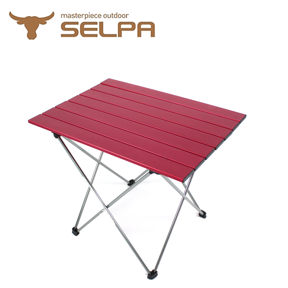 【韓國SELPA】超輕量鋁合金折疊桌/蛋捲桌(紅色/加大型)