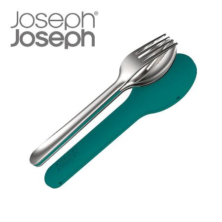 Joseph Joseph 翻轉不鏽鋼餐具組(藍綠色)