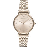【Emporio Armani】亞曼尼 AR11059 浪漫羅馬時標晶鑽腕錶 玫瑰金 32mm