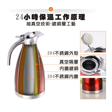 [龍芝族] KT0015-歐式304不鏽鋼咖啡.開水保溫瓶1.5L-彩色