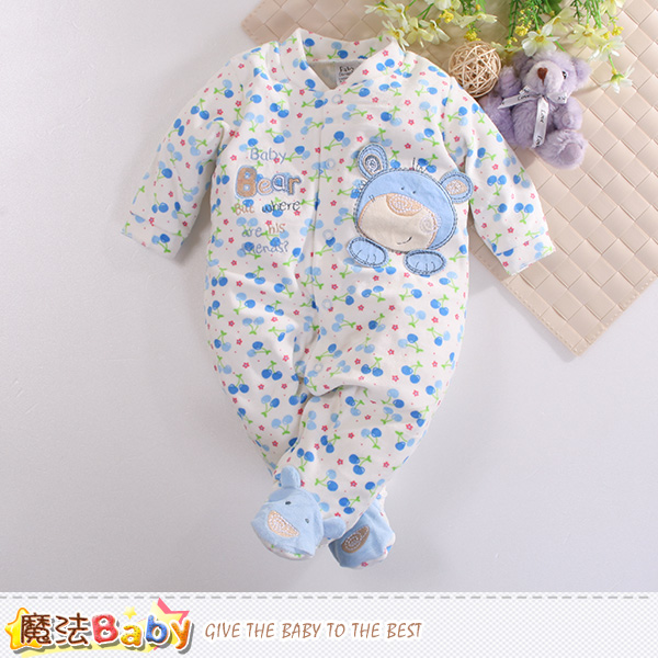 魔法Baby 包腳連身衣 法國設計細絲絨包屁衣 k60409