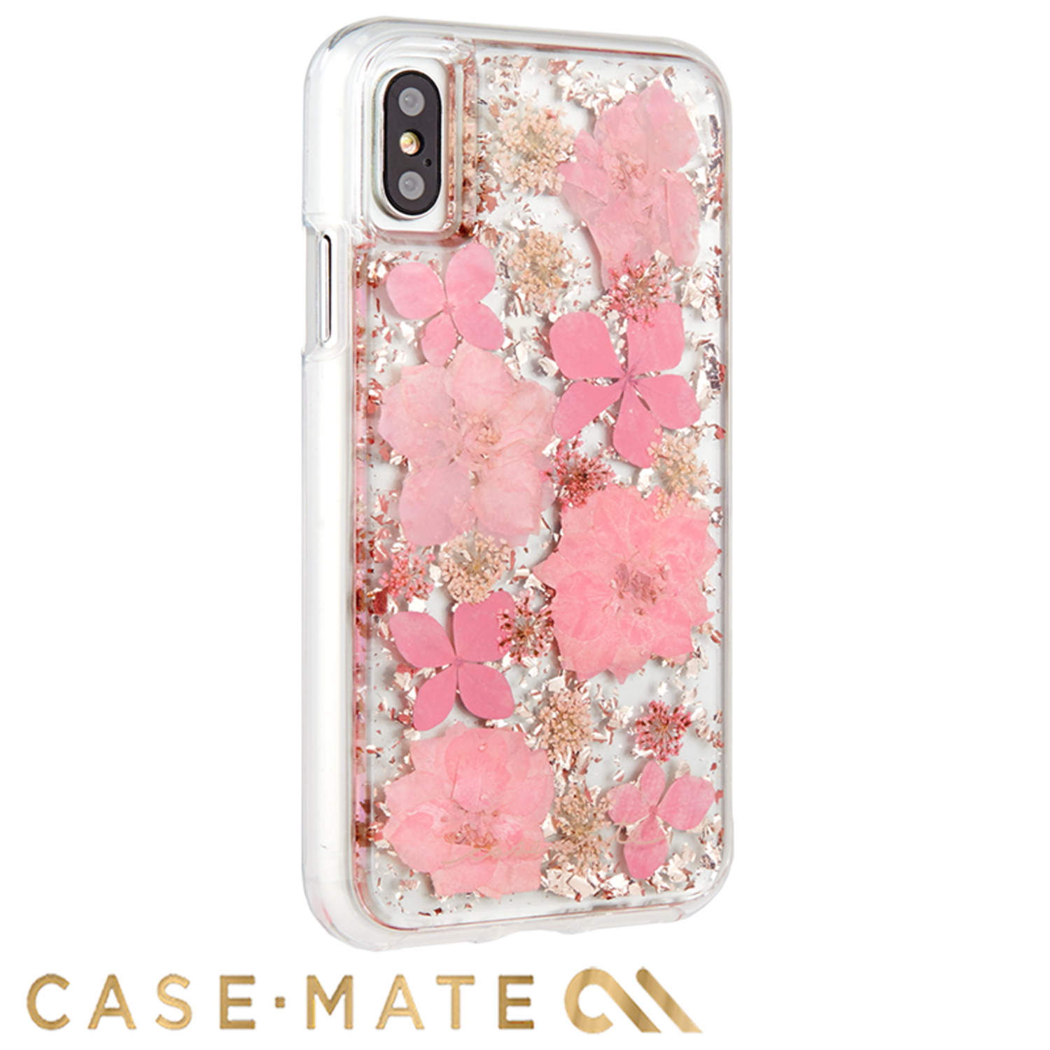 美國 Case-Mate iPhone X Karat Petals 璀璨真實花朵防摔手機保護殼 - 粉紅