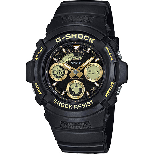 CASIO 卡西歐 G-SHOCK 賽車運動手錶-金x黑 AW-591GBX-1A9DR