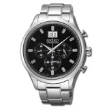 SEIKO 精工耀眼尊爵風男性雙眼計時手錶(SPC083P1)-黑面X銀色/42mm