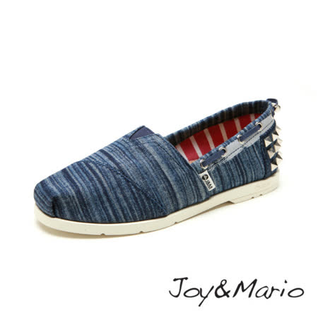 【Joy&Mario】牛仔鉚釘平底休閒鞋 - 61398W DENIM BLUE-美碼5.5