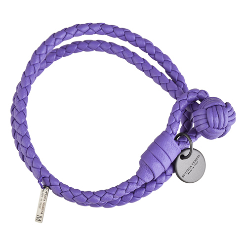 BOTTEGA VENETA 經典手工編織雙環小羊皮手環(M/薰衣草)