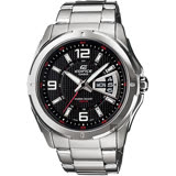 CASIO 卡西歐 EDIFICE 三針系列星期日期手錶-黑x銀 EF-129D-1AVUDF