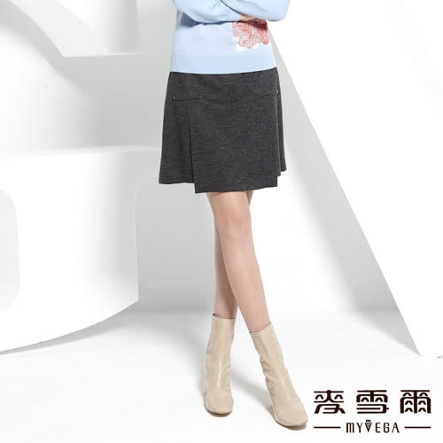 【麥雪爾】鑽飾拉鍊口袋兔毛短裙