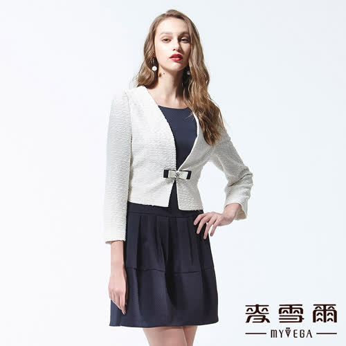 【麥雪爾】圓領小壓摺短洋裝