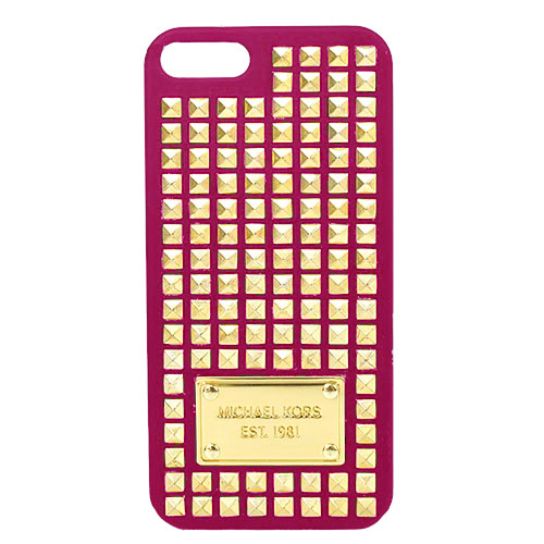 MICHAEL KORS 鐵牌鉚釘iPHONE 5 手機殼(桃)(附盒)