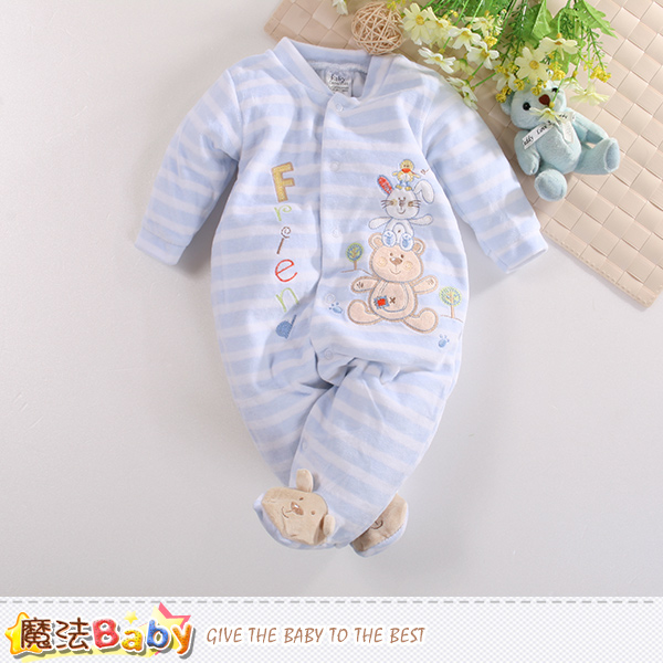 魔法Baby 包腳連身衣 法國設計細絲絨包屁衣 k60420