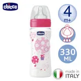 chicco-舒適哺乳-甜美女孩矽膠PP特大奶瓶330ML(三孔4m+)