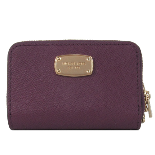 MICHAEL KORS JET SET ITEM 方牌防刮皮革鑰匙零錢包(紫)