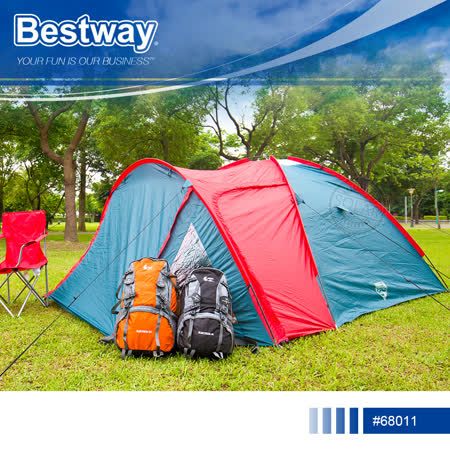 【Bestway】 68011 速搭三人家庭帳篷.PAVILLO超大空間防水防風簡易秒搭一房一廳3人帳棚四季客廳隧道帳