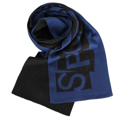 agnes b.- SPORT b.logo圍巾(藍&黑)