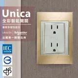 法國Schneider Unica Top雙插座(附接地極)