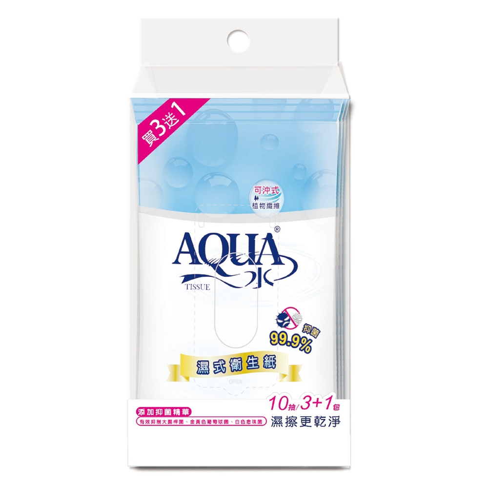 【AQUA水】濕式衛生紙(10抽x4包x18串/箱)