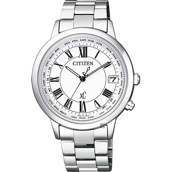 CITIZEN 星辰 XC 鈦 限量光動能電波女錶-白x銀/36mm CB1100-57A