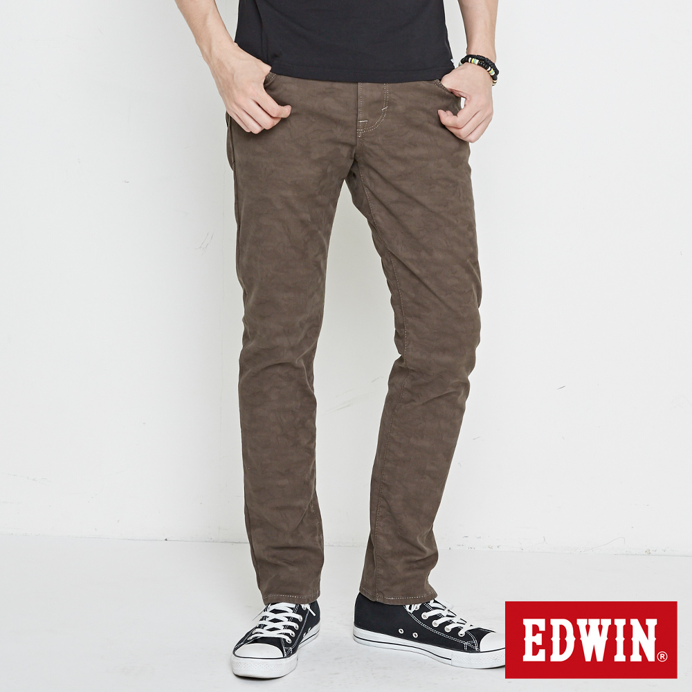 EDWIN EDGE迷彩窄直筒牛仔褲-男-灰綠色