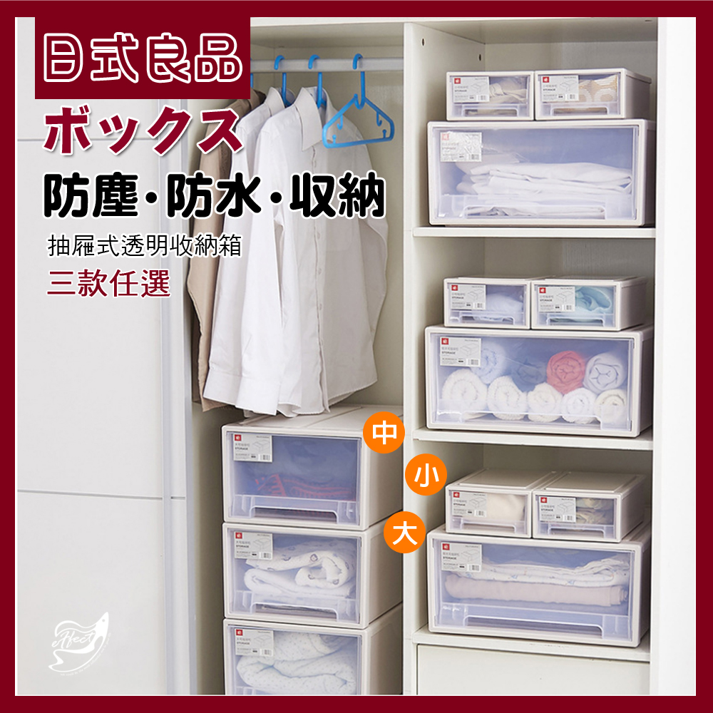 【日式良品】抽屜式防水防塵透明收納箱 -3入組(小*3)