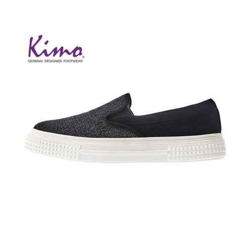 【Kimo 德國品牌健康鞋】華麗人魚珠設計懶人舒適羊皮平底休閒鞋(暗夜黑D5117WF010033)