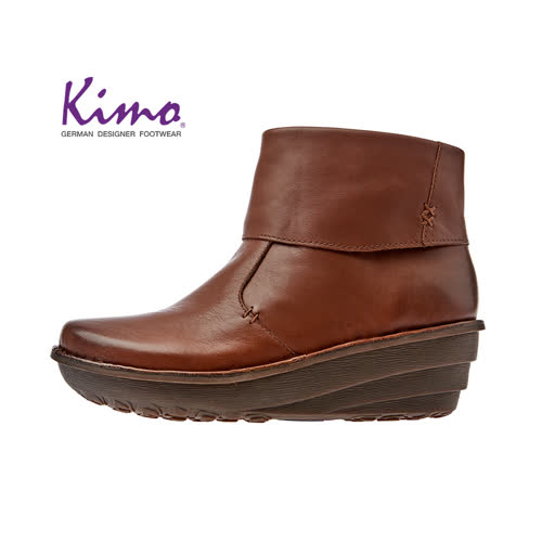 【Kimo 德國手工氣墊鞋】簡約設計率性寬楦舒適中筒靴平底休閒鞋(風格棕K17WF011665)
