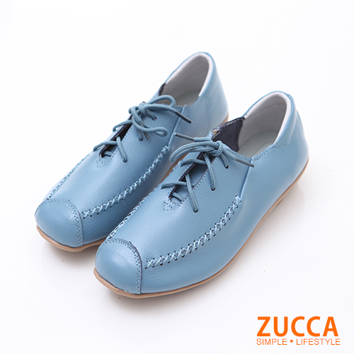 ZUCCA【z6236be】車縫線綁帶皮革包鞋-藍色