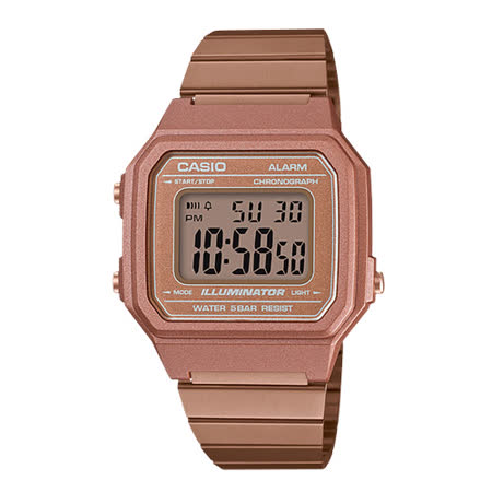 CASIO 卡西歐 電子錶 女錶 中性錶 不鏽鋼錶帶 玫瑰金 防水 全自動日曆 B650WC-5A