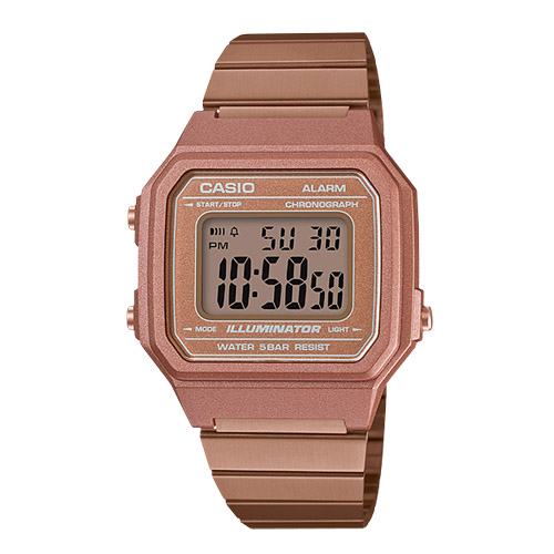CASIO 卡西歐 電子錶 女錶 中性錶 不鏽鋼錶帶 玫瑰金 防水 全自動日曆 B650WC-5A