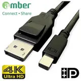 amber VESA DP1.2 認證影音訊號線/mini DisplayPort 公對 DisplayPort 公/mini DP to DP/4K/60Hz-2.0公尺