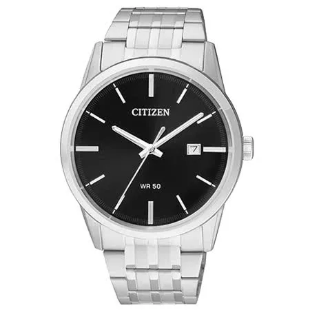 CITIZEN 星辰 石英男錶 不銹鋼錶帶 黑 防水 BI5000-52E