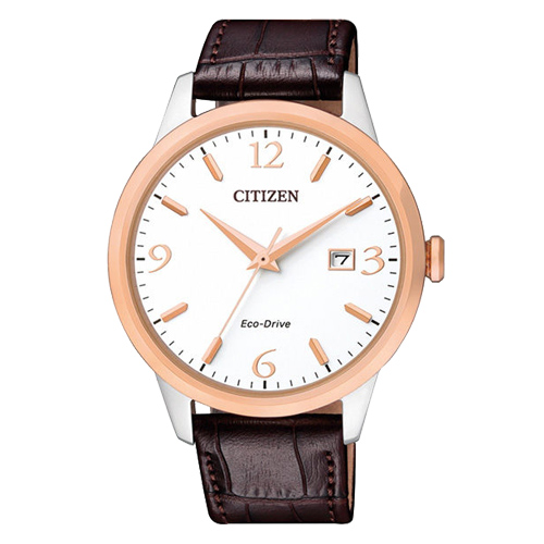CITIZEN 星辰 指針男錶 小牛皮錶帶 白 光動能 藍寶石玻璃鏡面 BM7304-16A