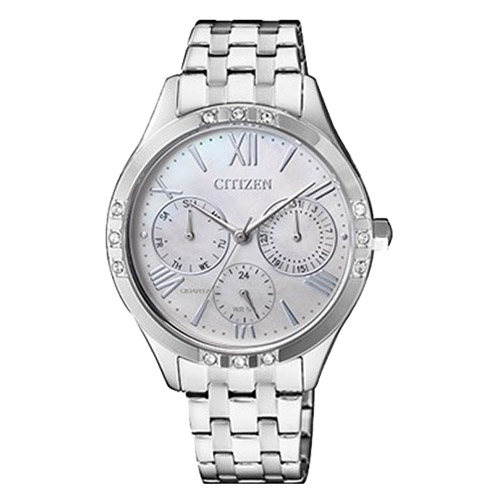 CITIZEN 星辰 石英女錶 不鏽鋼錶帶 銀 防水 ED8170-56D