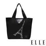 【預購】ELLE 鐵塔插畫環保摺疊購物袋-經典黑G52368