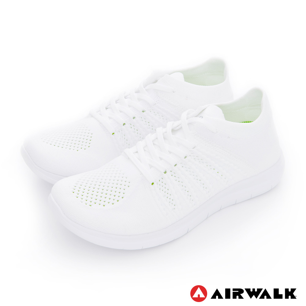 【美國 AIRWALK】透氣輕量編織慢跑鞋運動鞋 男款-白色