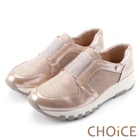 CHOiCE 
羊皮金蔥燙鑽厚底休閒鞋