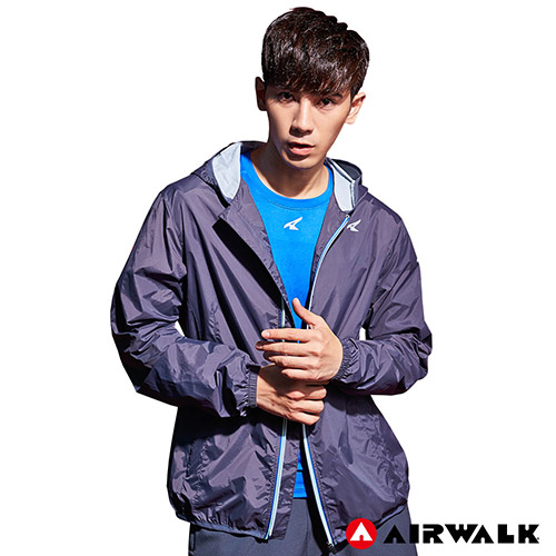 【AIRWALK】男款連帽風衣外套-深灰色