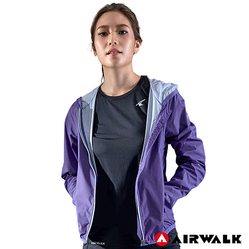 【AIRWALK】女款連帽風衣外套-紫色
