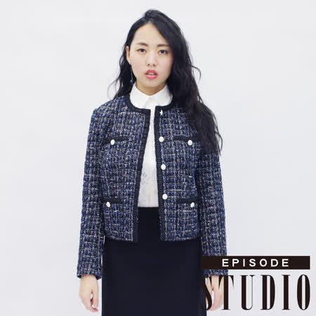 EPISODE Studio - 香奈兒格紋設計外套(藍)