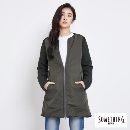 SOMETHING 
異素材剪接舖棉外套