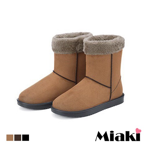【Miaki】雨靴雪靴造型時尚防水保暖短靴 (咖啡色 / 棕色 / 黑色)