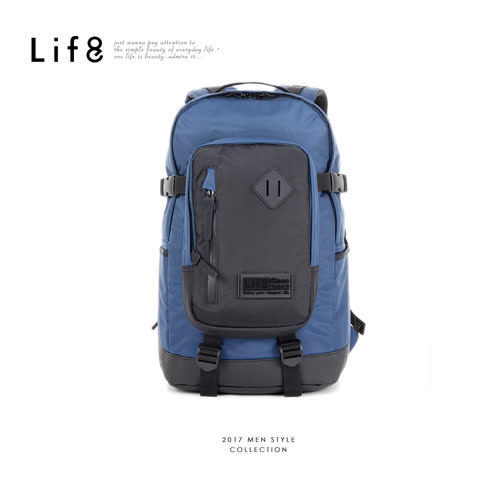 【Life8】Casual 厚層防水大底 多層收納後背包-06402-深藍