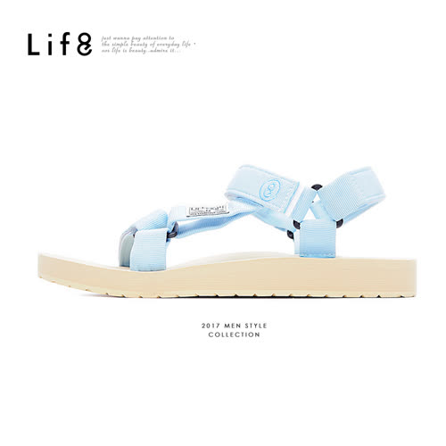 【Life8】
 配色織帶涼拖鞋