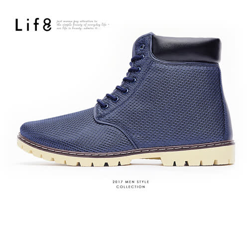 【Life8】Casual 率性透氣網布 簡約七孔短靴-09757-深藍